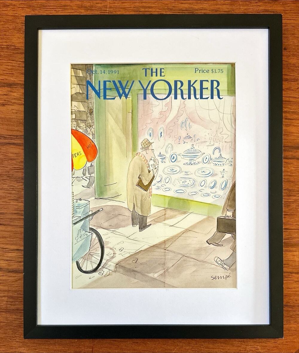 Framed 1991 The New Yorker Magazine Oct 14 Sempe Store Window